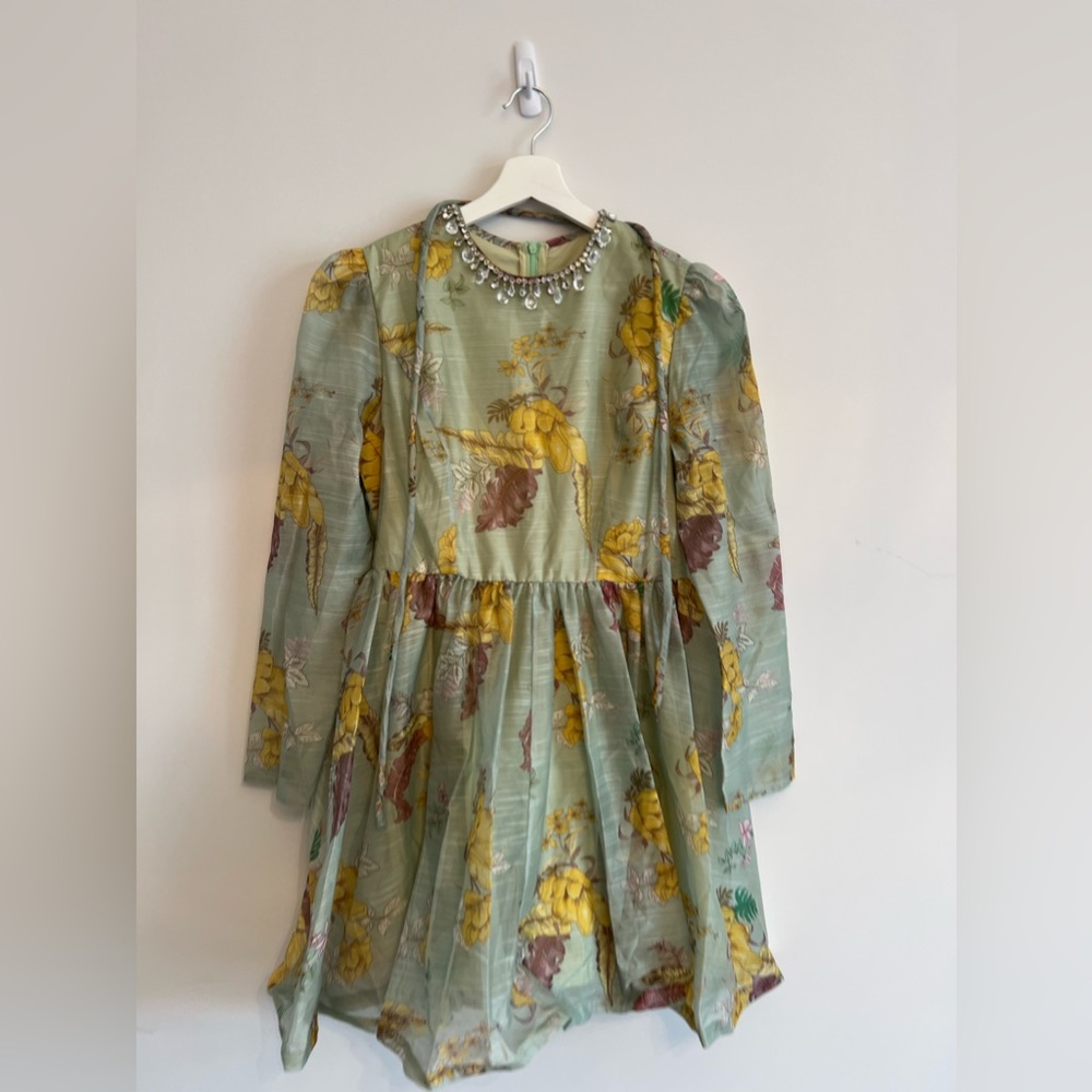Floral green sage summer dress Small - Picture 6 of 13